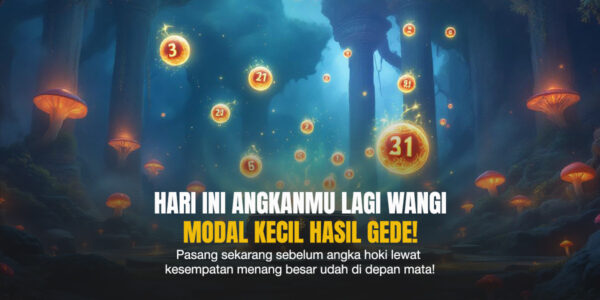 Bola angka bercahaya dengan nuansa hutan jamur mistis, mewakili aura hoki dan angka jitu yang melayang di udara.